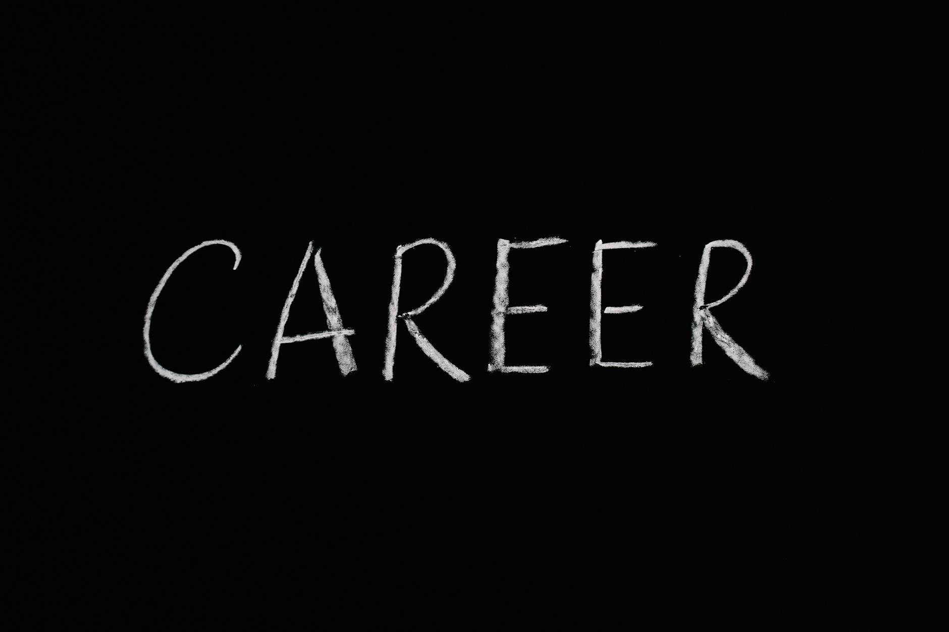 career lettering text on black background